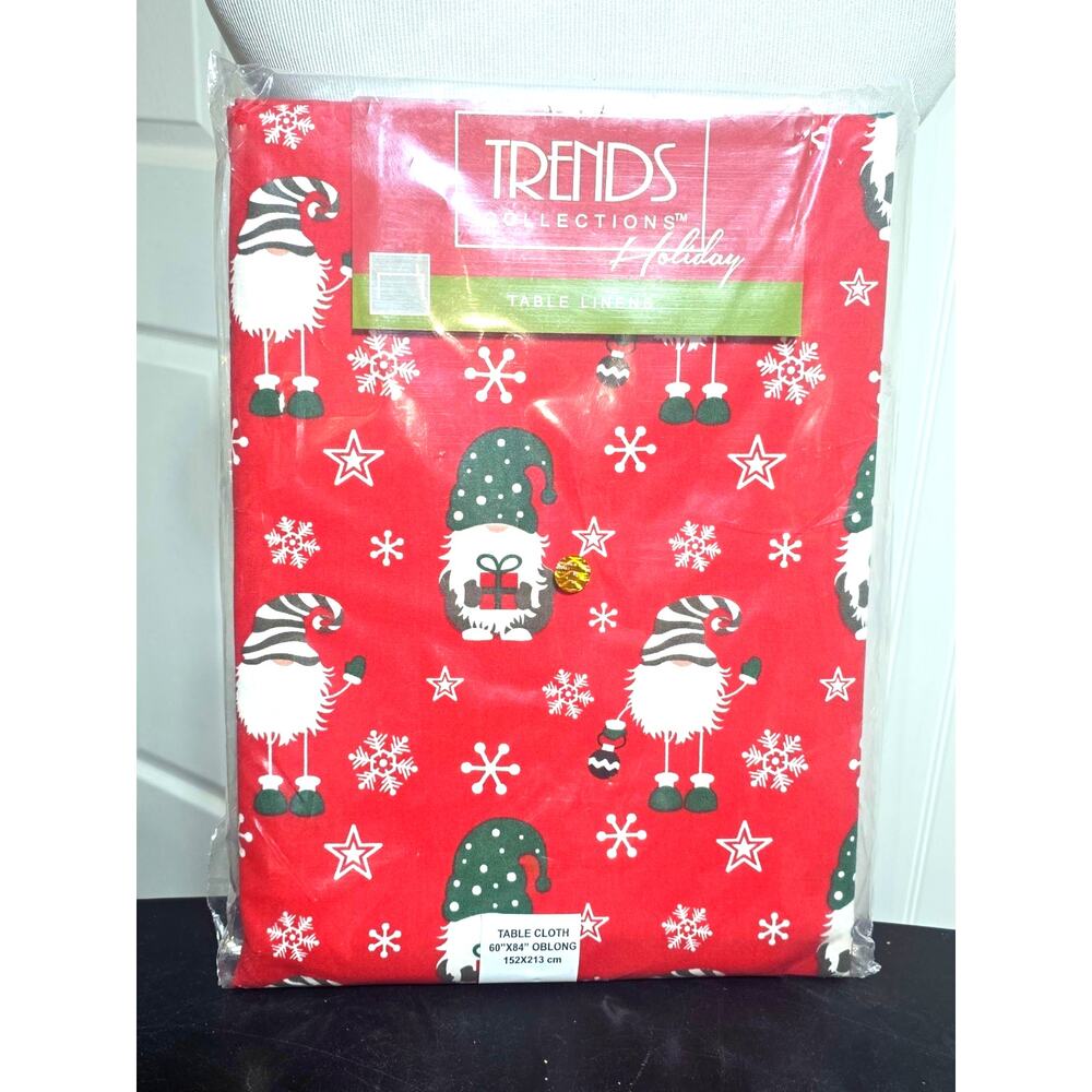 100% cotton Christmas Tablecloth "Christmas Gnomes" by Trends Collections